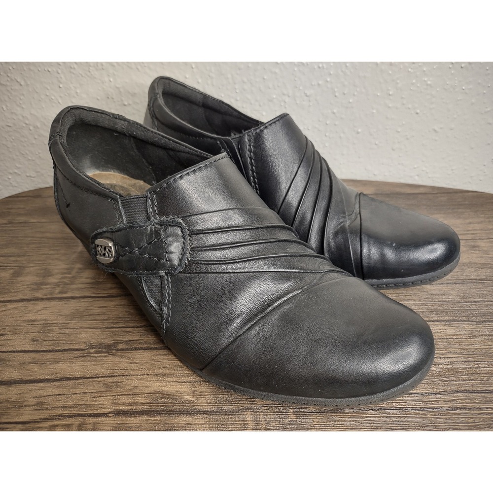 Earth Origins Madison Leather Shoe Women's Size 9 1/2 M Heeled Loafer Black